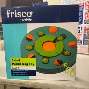 3-in-1 Green and Orange Puzzle Dog Toy